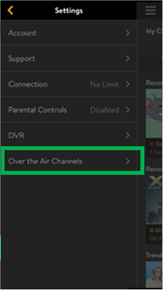 Over the Air IOS TV Settings