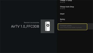 Remotes & accessories screen with Firmware Update selected